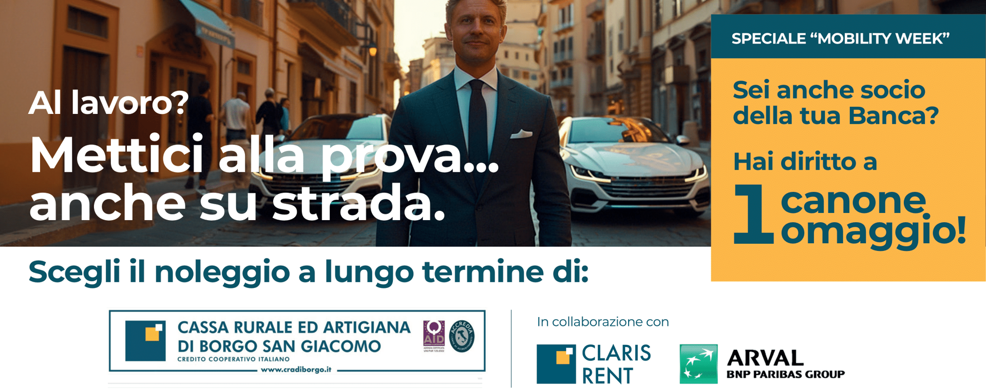 CLARIS RENT UOMO AL LAVORO BANNER 