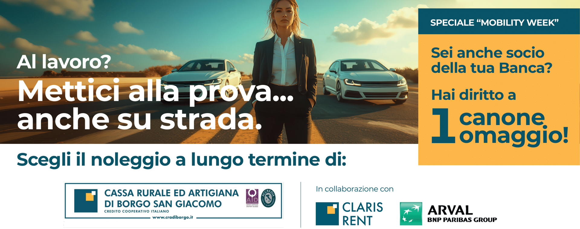 CLARIS RENT DONNA AL LAVORO BANNER 
